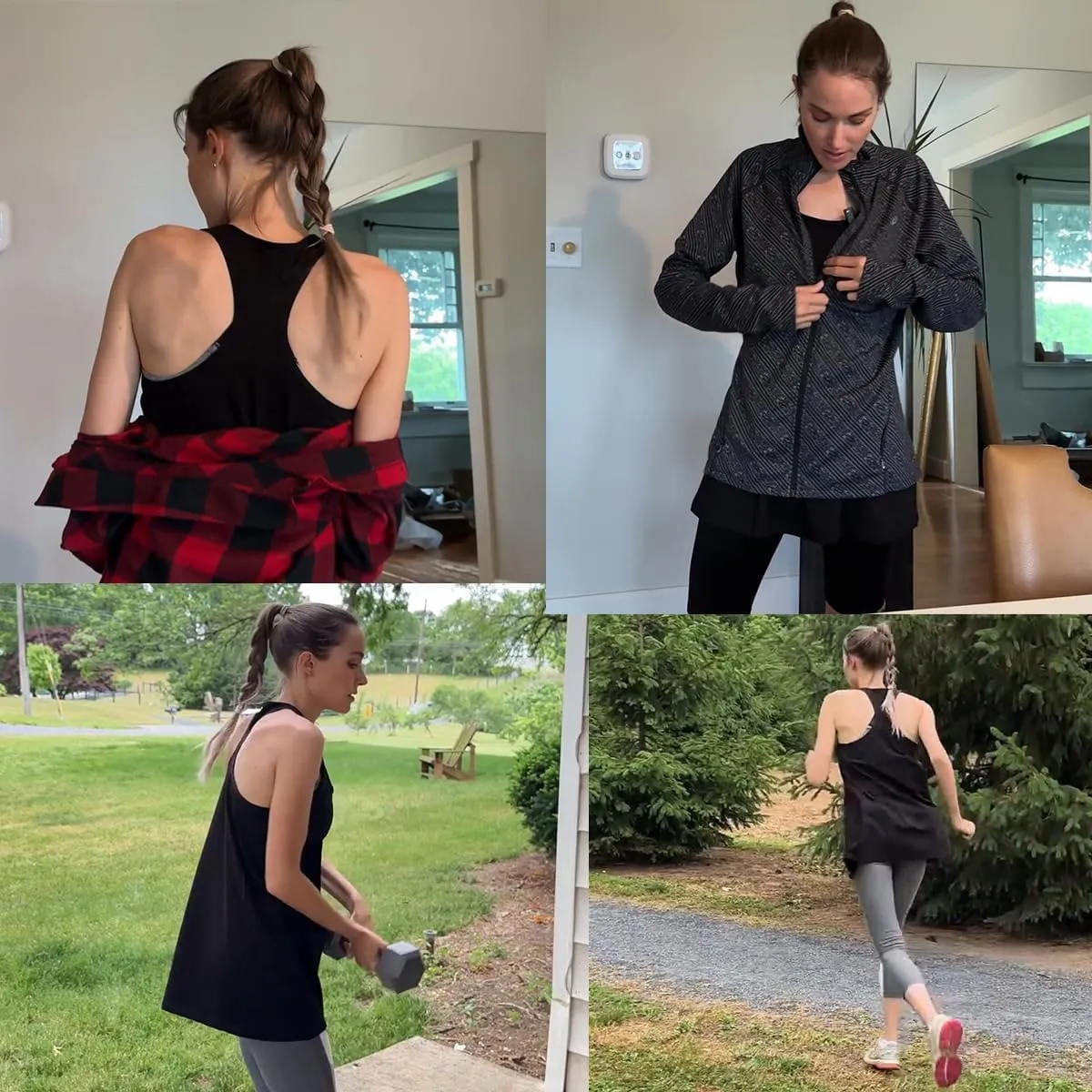 Cotton Racerback Workout Yoga Tops for Women Loose Fit Athletic Long Tanks Moisture Wicking Gym Shirts 2 Pack