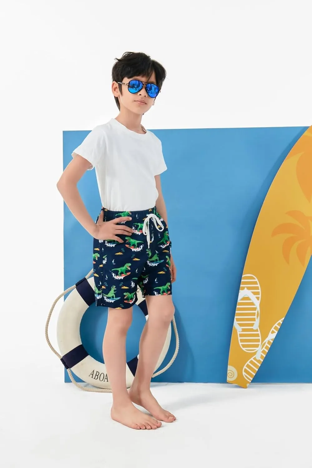 Cozople Boys Swim Trunks Compression Liner Swim Shorts Quick Dry Bathing Suit with Boxer Brief Swimwear 4-10T