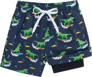 Cozople Boys Swim Trunks Compression Liner Swim Shorts Quick Dry Bathing Suit with Boxer Brief Swimwear 4-10T