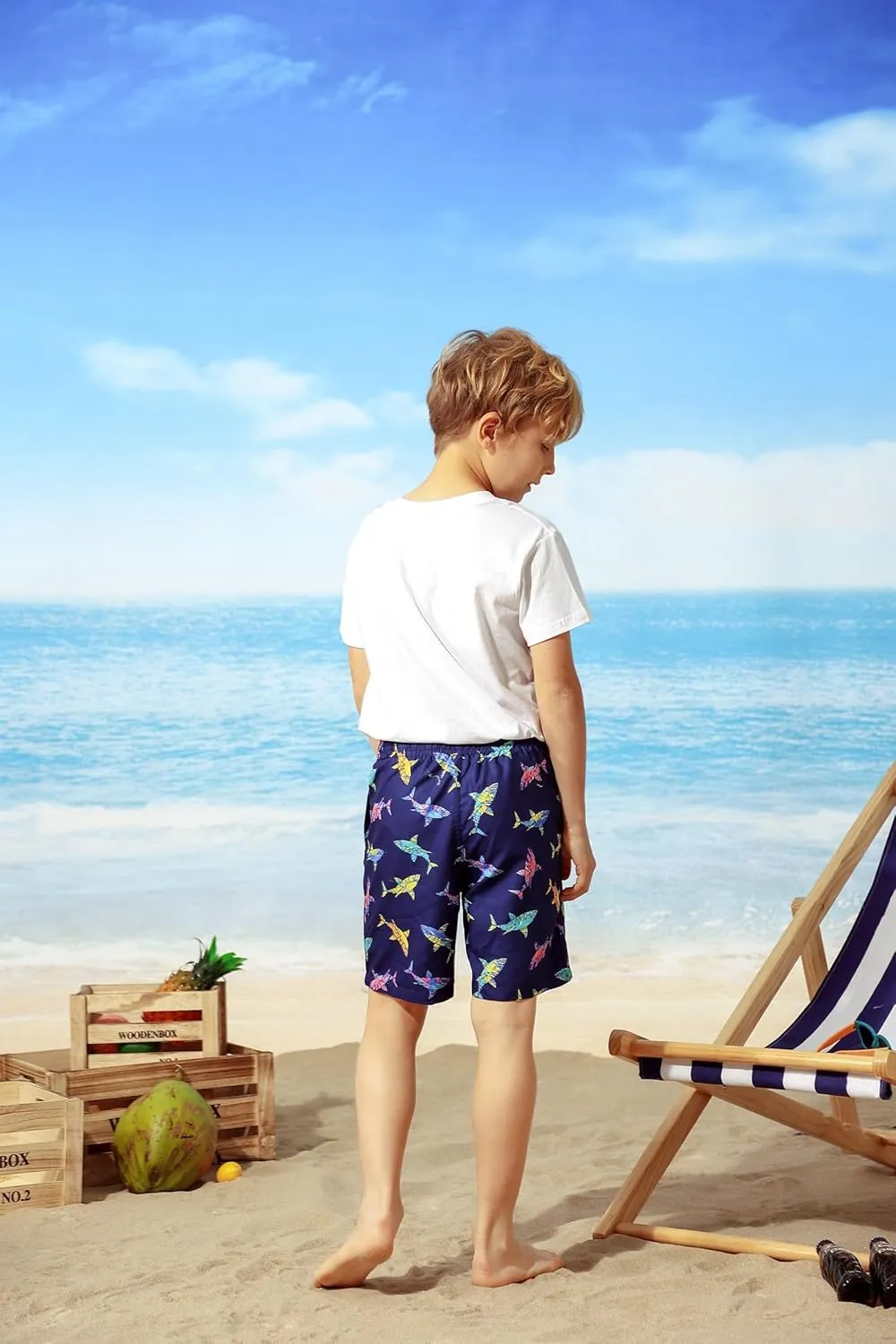 Cozople Boys Swim Trunks Compression Liner Swim Shorts Quick Dry Bathing Suit with Boxer Brief Swimwear 4-10T
