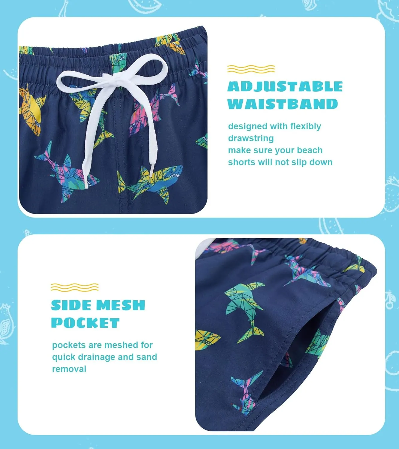 Cozople Boys Swim Trunks Compression Liner Swim Shorts Quick Dry Bathing Suit with Boxer Brief Swimwear 4-10T