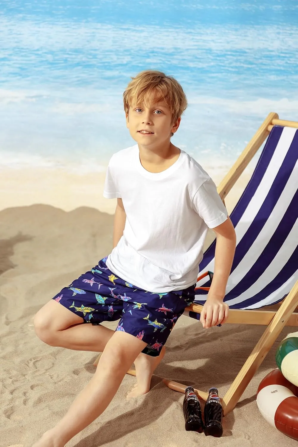 Cozople Boys Swim Trunks Compression Liner Swim Shorts Quick Dry Bathing Suit with Boxer Brief Swimwear 4-10T