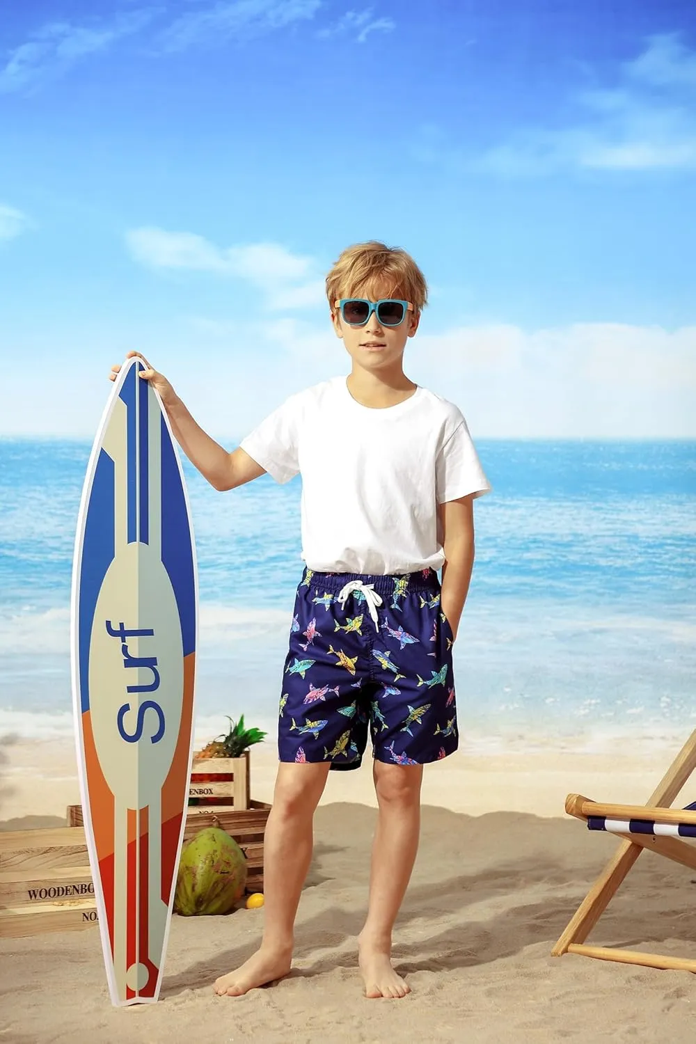 Cozople Boys Swim Trunks Compression Liner Swim Shorts Quick Dry Bathing Suit with Boxer Brief Swimwear 4-10T
