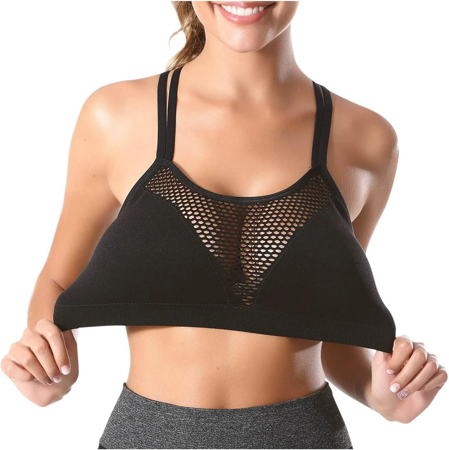 Cross Back Sports Bra for Women Plus Size High Impact Mesh Quick Dry Workout Underwear Breathable Athletic Bralette