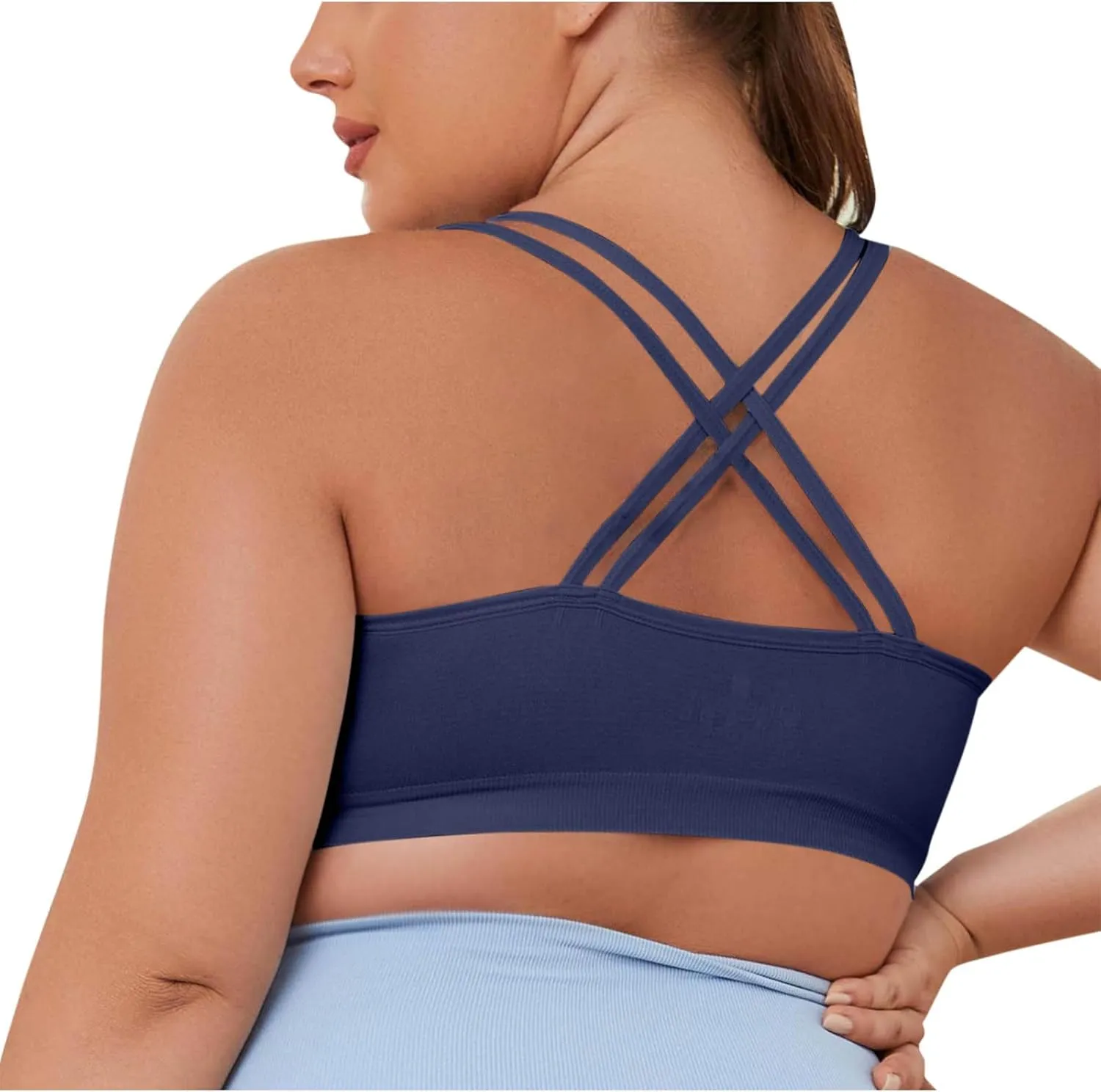 Cross Back Sports Bra for Women Plus Size High Impact Mesh Quick Dry Workout Underwear Breathable Athletic Bralette