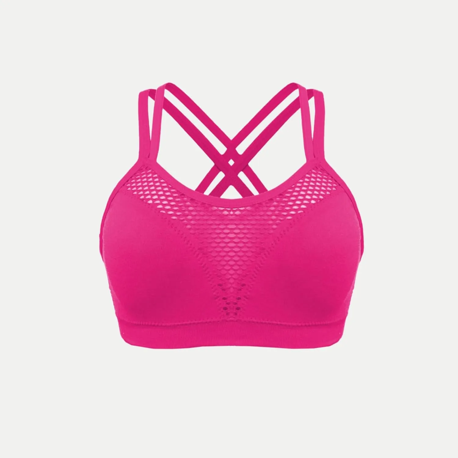 Cross Back Sports Bra for Women Plus Size High Impact Mesh Quick Dry Workout Underwear Breathable Athletic Bralette