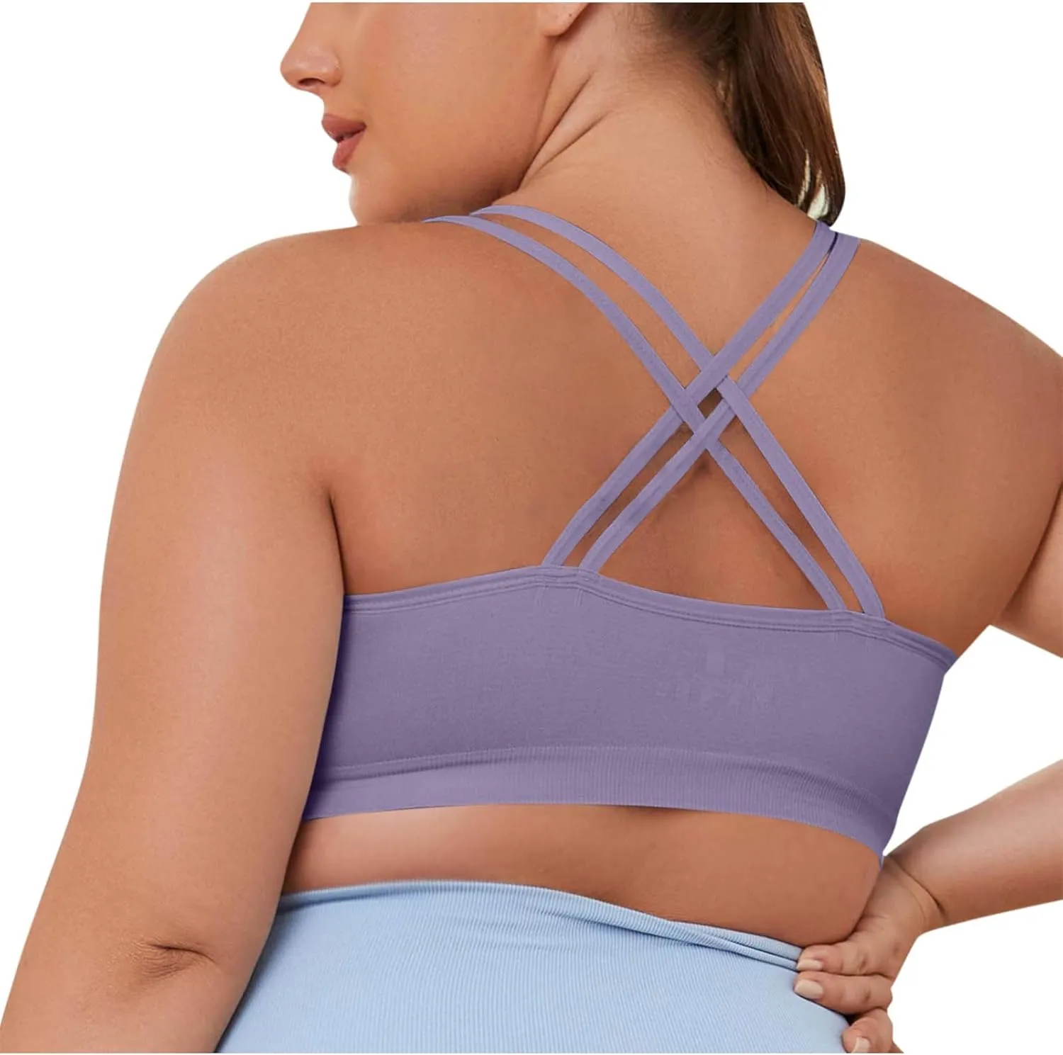 Cross Back Sports Bra for Women Plus Size High Impact Mesh Quick Dry Workout Underwear Breathable Athletic Bralette