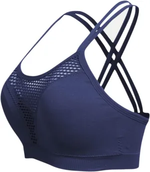 Cross Back Sports Bra for Women Plus Size High Impact Mesh Quick Dry Workout Underwear Breathable Athletic Bralette