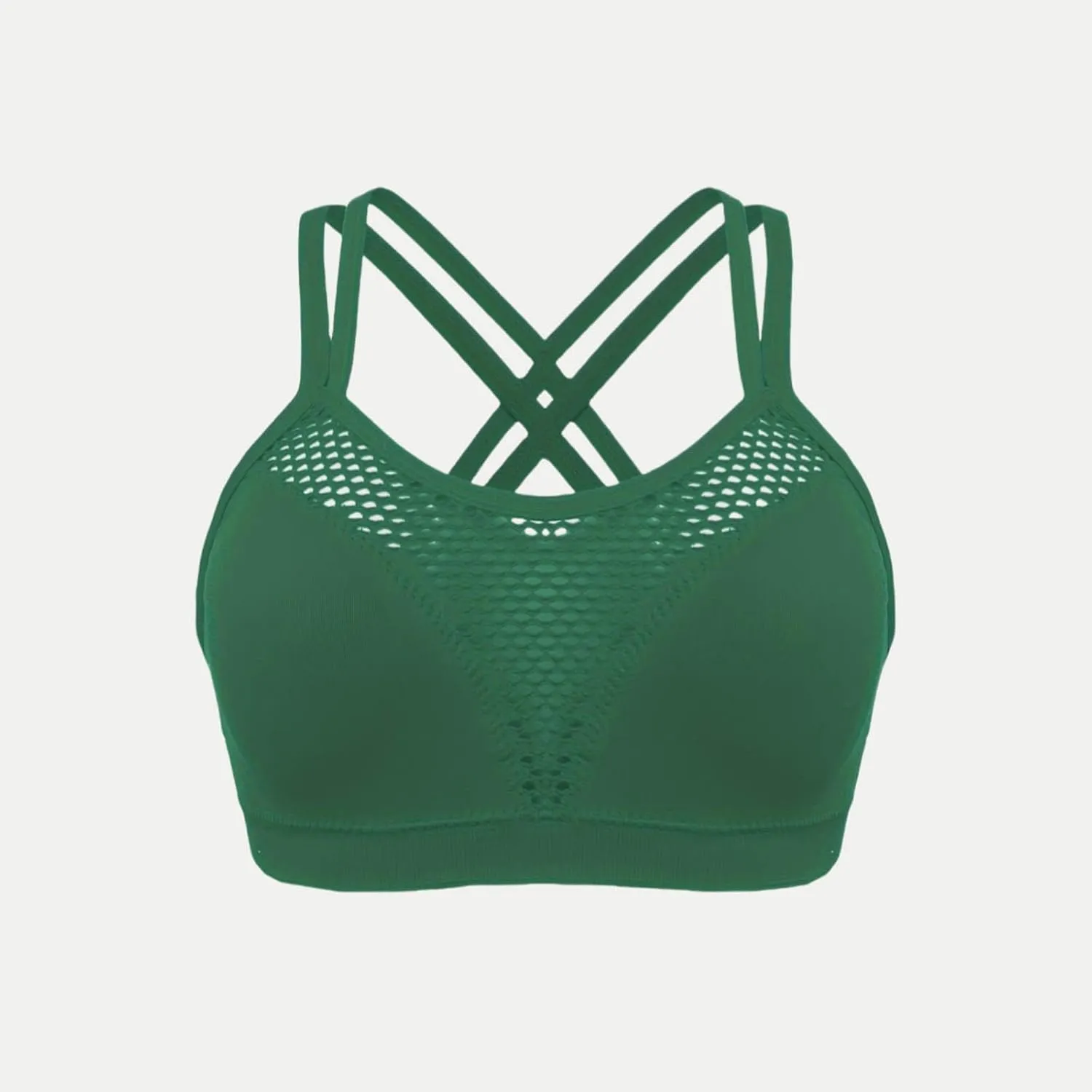 Cross Back Sports Bra for Women Plus Size High Impact Mesh Quick Dry Workout Underwear Breathable Athletic Bralette
