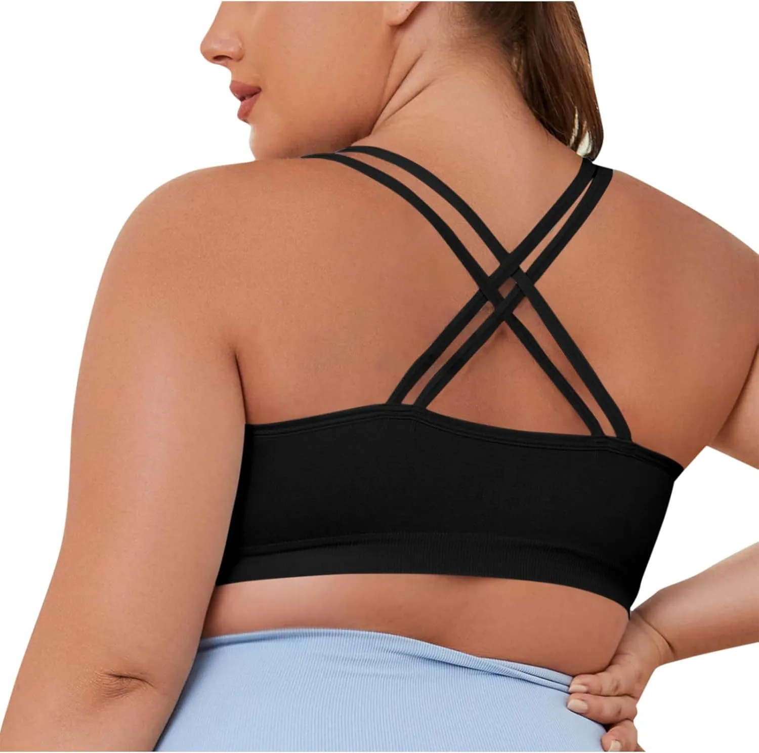 Cross Back Sports Bra for Women Plus Size High Impact Mesh Quick Dry Workout Underwear Breathable Athletic Bralette