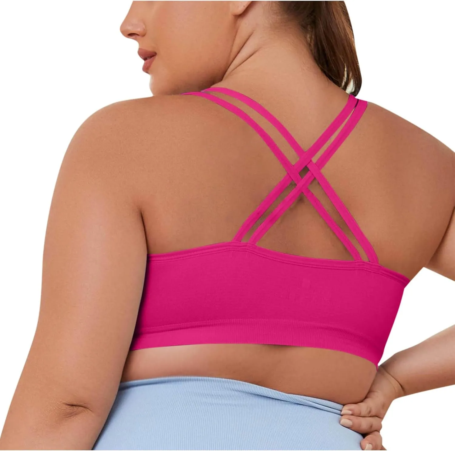 Cross Back Sports Bra for Women Plus Size High Impact Mesh Quick Dry Workout Underwear Breathable Athletic Bralette