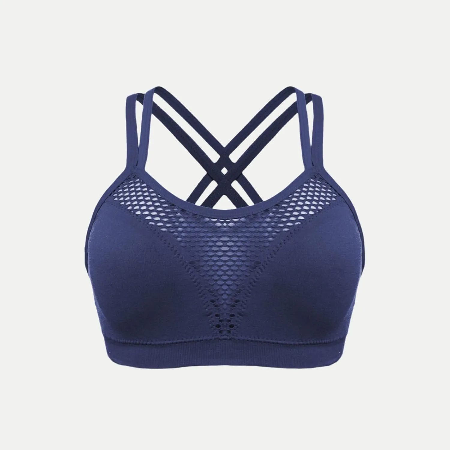 Cross Back Sports Bra for Women Plus Size High Impact Mesh Quick Dry Workout Underwear Breathable Athletic Bralette