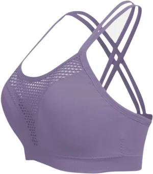 Cross Back Sports Bra for Women Plus Size High Impact Mesh Quick Dry Workout Underwear Breathable Athletic Bralette