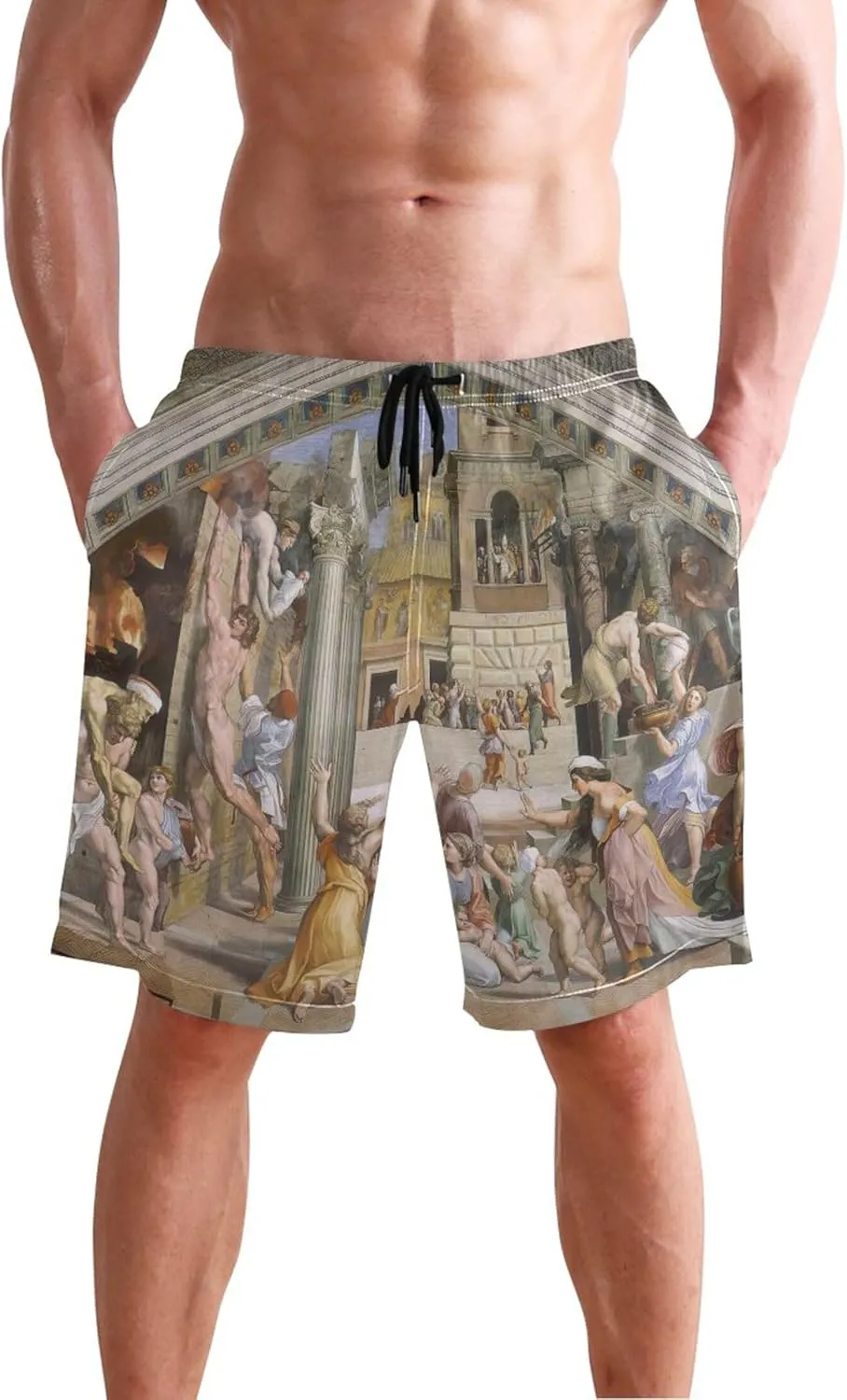 Custom Cute Swim Trunks Men Raphael Miraculous Draught Fishes Mens Shorts Casual Quick Dry Bathing Shorts S