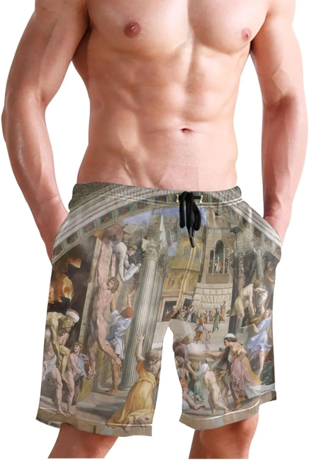 Custom Cute Swim Trunks Men Raphael Miraculous Draught Fishes Mens Shorts Casual Quick Dry Bathing Shorts S