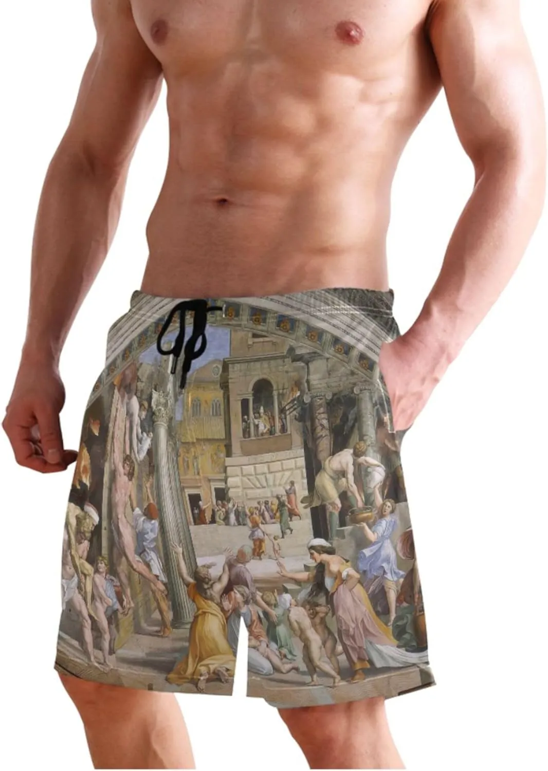 Custom Cute Swim Trunks Men Raphael Miraculous Draught Fishes Mens Shorts Casual Quick Dry Bathing Shorts S