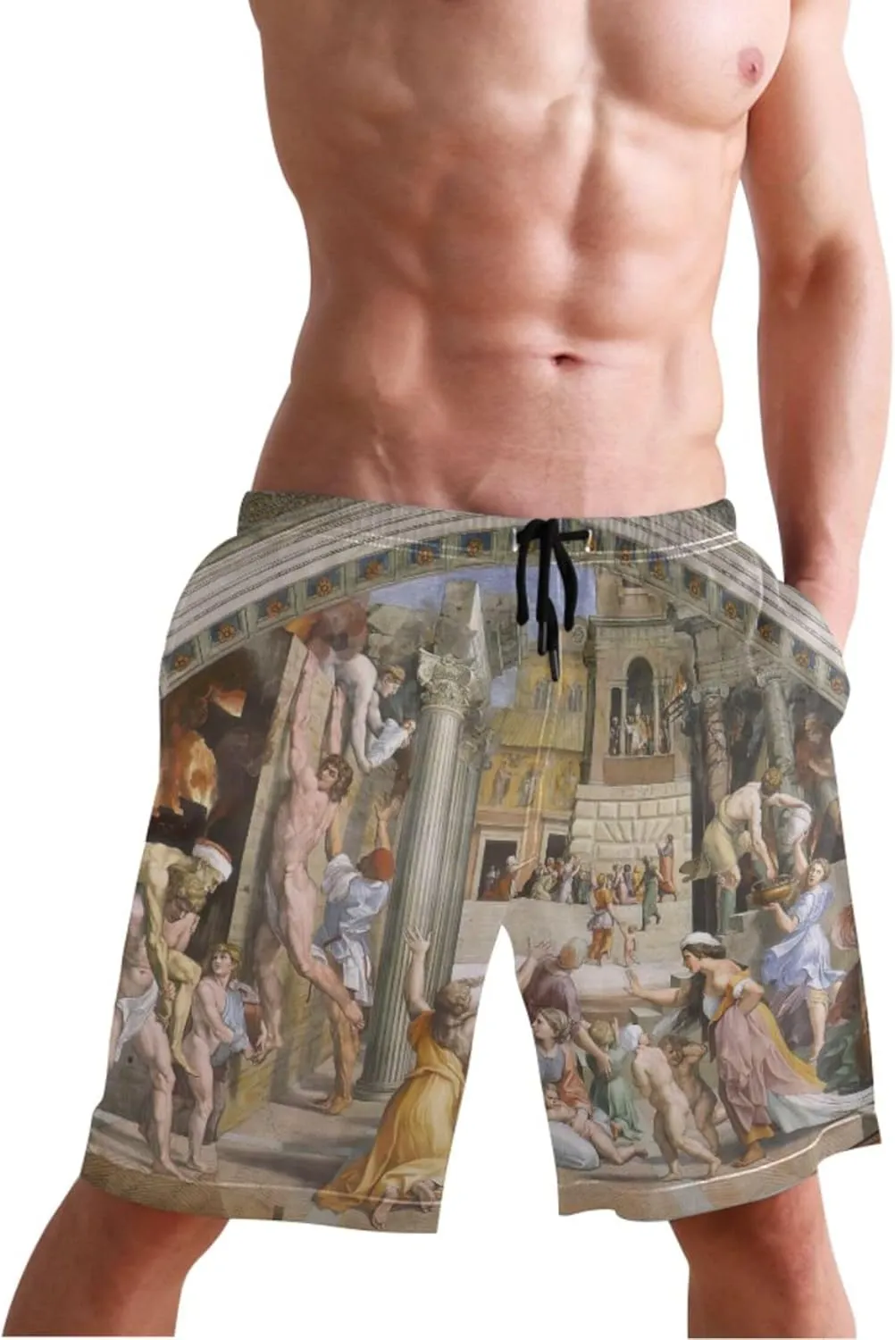Custom Cute Swim Trunks Men Raphael Miraculous Draught Fishes Mens Shorts Casual Quick Dry Bathing Shorts S