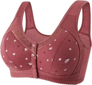 Daisy Bras for Older Women Front Closure Plus Size Comfy Convenient Bra Breathable Full Support Wirefree Underwear