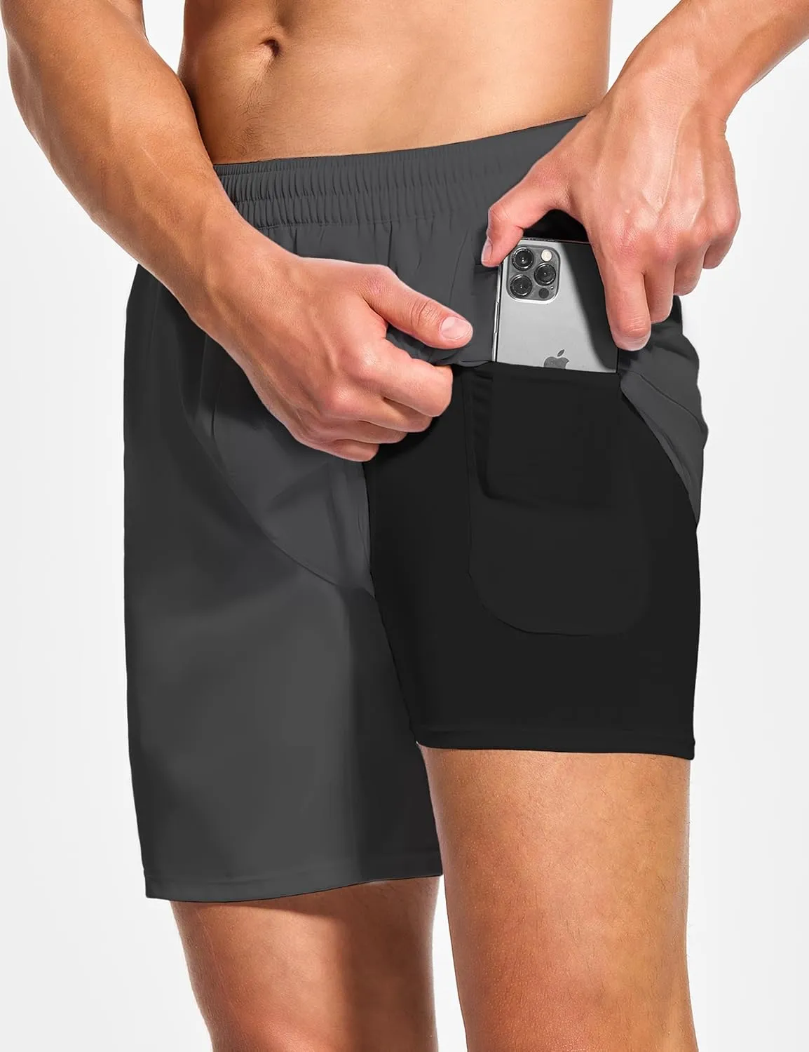 DEMOZU Men's 7 Inch Lined Running Tennis Shorts Quick Dry Workout Athletic Gym Shorts with Pockets