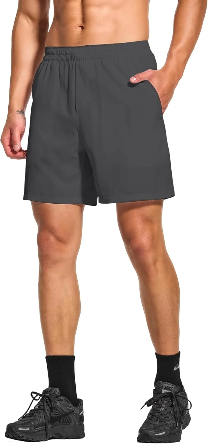 DEMOZU Men's 7 Inch Lined Running Tennis Shorts Quick Dry Workout Athletic Gym Shorts with Pockets