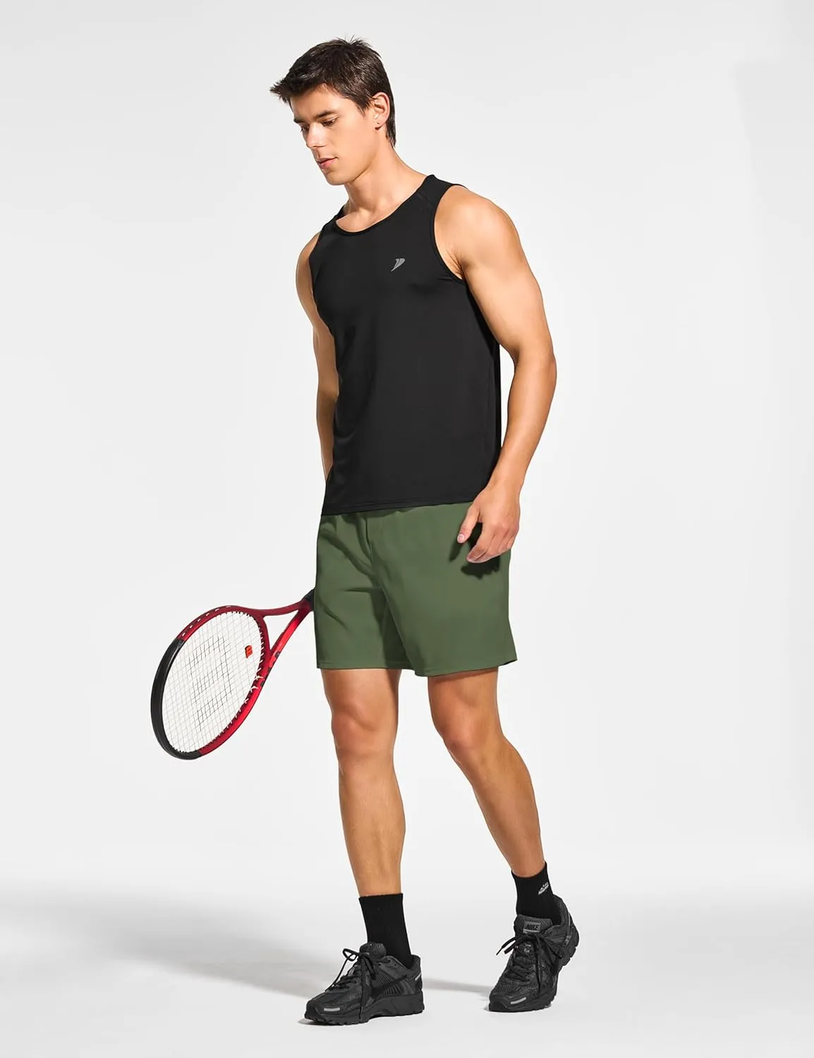 DEMOZU Men's 7 Inch Lined Running Tennis Shorts Quick Dry Workout Athletic Gym Shorts with Pockets