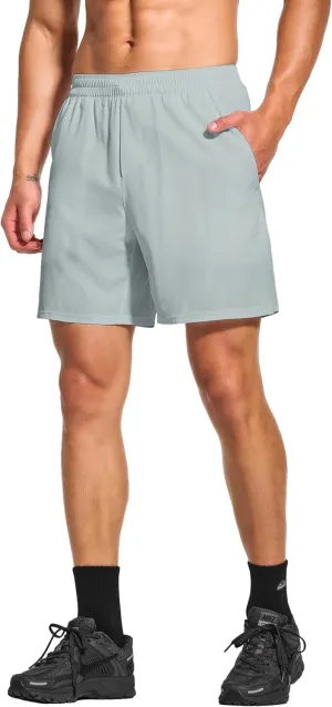 DEMOZU Men's 7 Inch Lined Running Tennis Shorts Quick Dry Workout Athletic Gym Shorts with Pockets