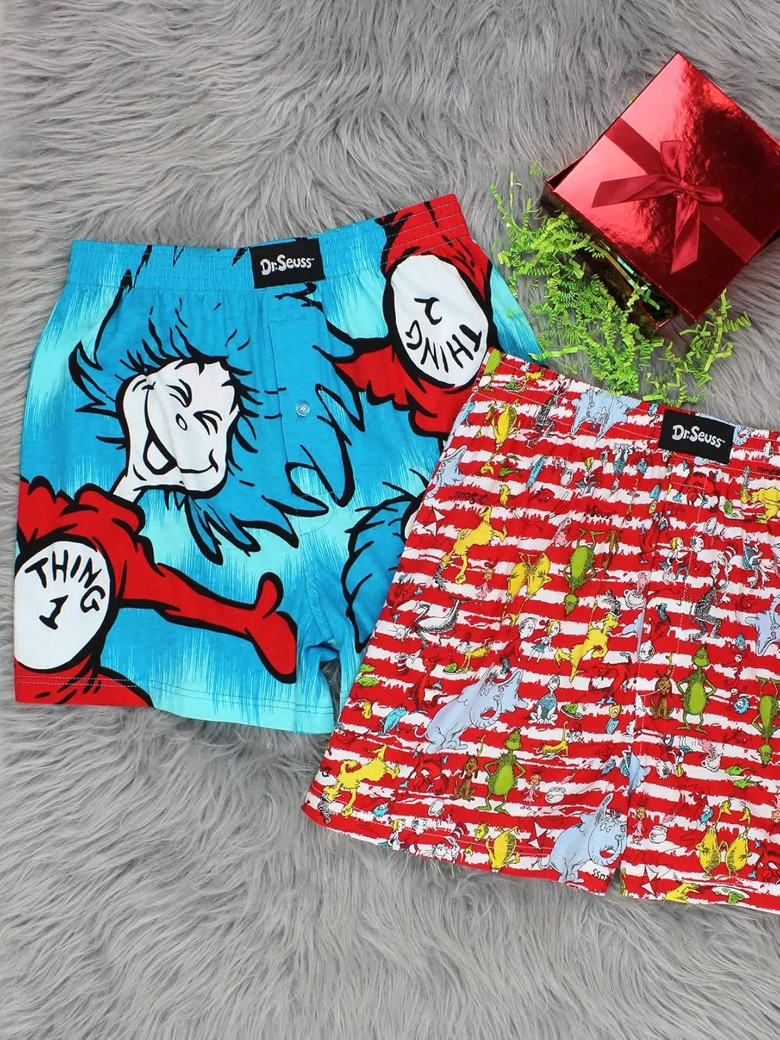 Dr. Seuss Men's Button Fly Boxer Lounge Shorts