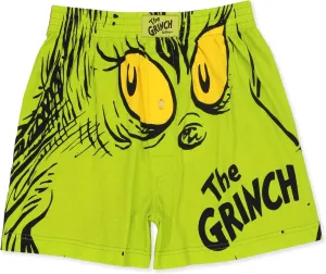 Dr. Seuss The Grinch Holiday Men's Button Fly Boxer Lounge Shorts