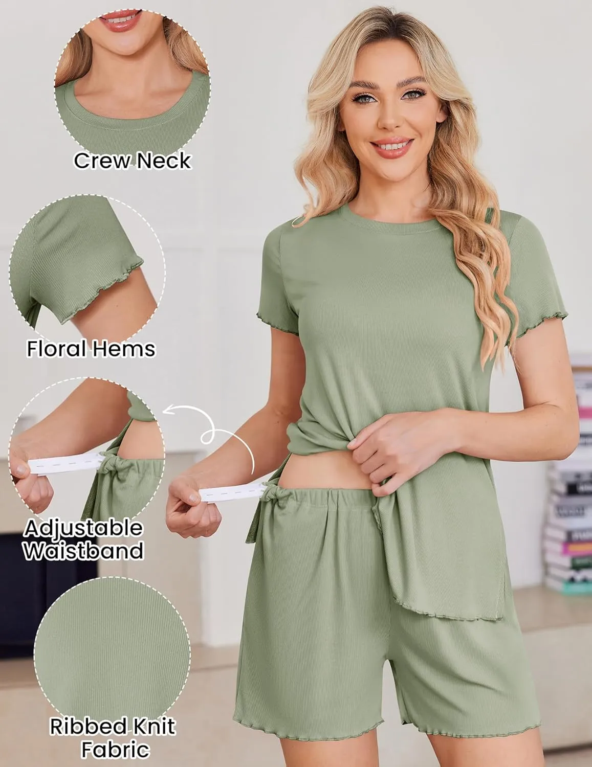 Ekoauer Women 2 Piece Maternity Pajamas Set Lightweight Pregnancy Outfit Ribbed Knit Postpartum Loungewear Set with Pocket