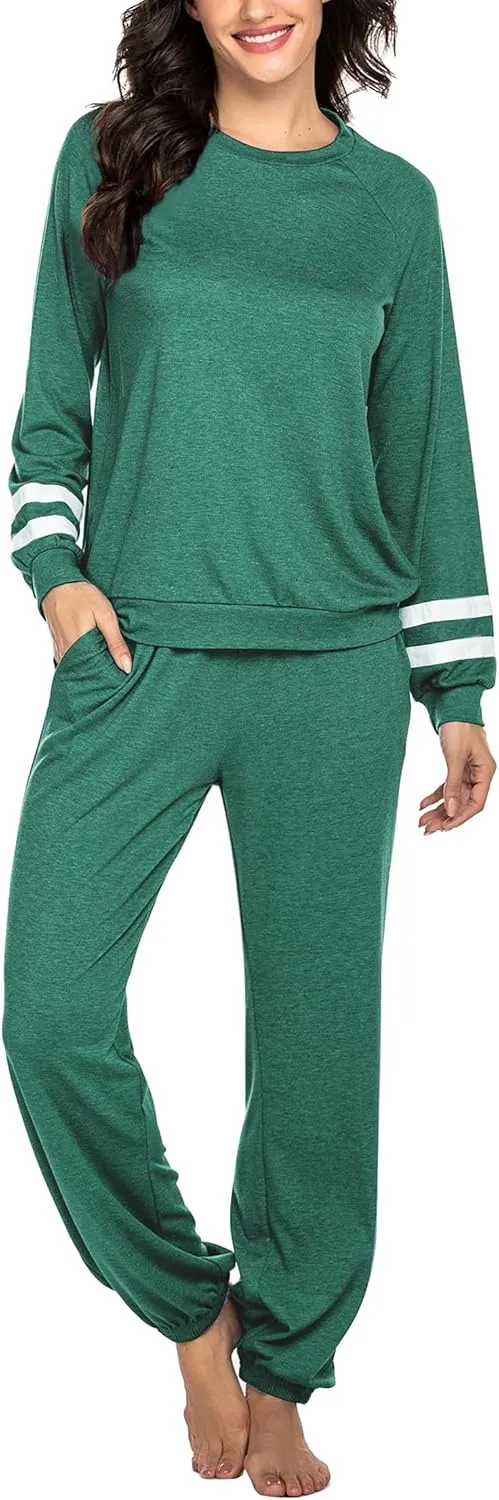 Ekouaer Sweatsuits Womens Loungewear Set Tracksuit Long Sleeve Pajamas Set with Pockets 2 Piece Outfits Lounge Sets