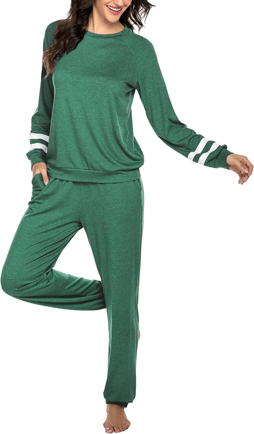 Ekouaer Sweatsuits Womens Loungewear Set Tracksuit Long Sleeve Pajamas Set with Pockets 2 Piece Outfits Lounge Sets