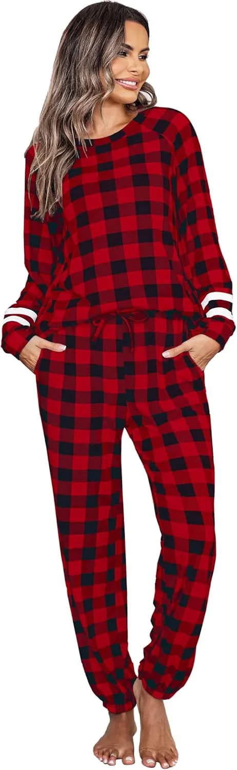 Ekouaer Sweatsuits Womens Loungewear Set Tracksuit Long Sleeve Pajamas Set with Pockets 2 Piece Outfits Lounge Sets