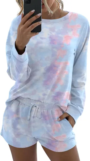 Ekouaer Womens Pajama Sets 2 Piece Lounge Set Casual Long Sleeve Loungewear Matching Sleepwear