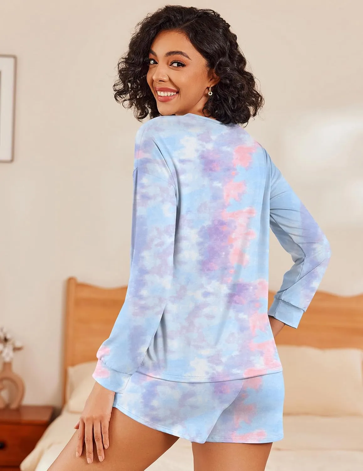 Ekouaer Womens Pajama Sets 2 Piece Lounge Set Casual Long Sleeve Loungewear Matching Sleepwear