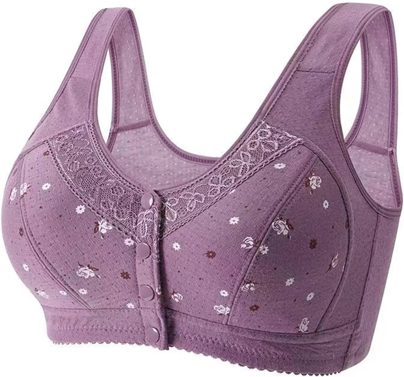 Everyday Bras pack Women Front Close Snap Builtup Sports Push Up Wire Free Bras Daisy Bra Older Women Large Si