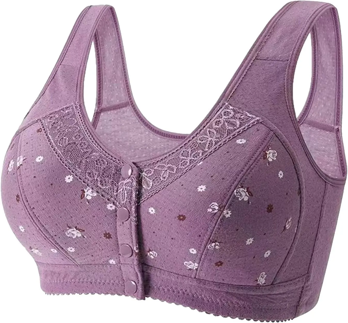Everyday Bras pack Women Front Close Snap Builtup Sports Push Up Wire Free Bras Daisy Bra Older Women Large Si