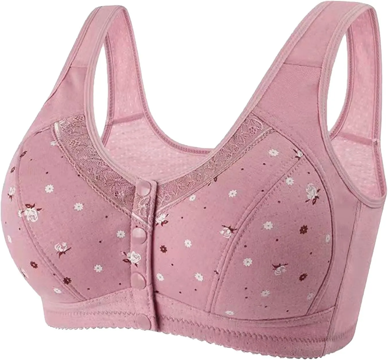 Everyday Bras pack Women Front Close Snap Builtup Sports Push Up Wire Free Bras Daisy Bra Older Women Large Si