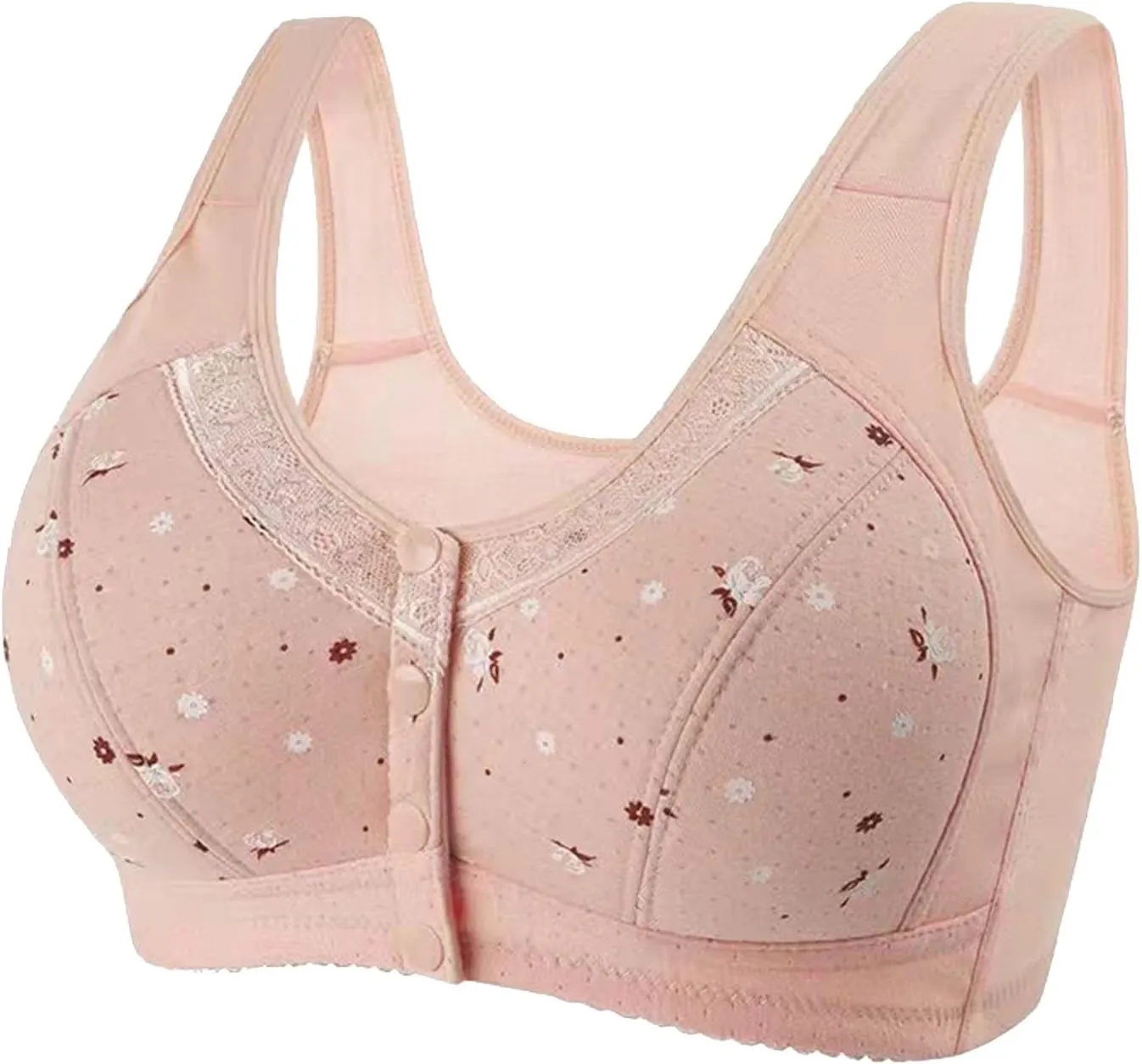 Everyday Bras pack Women Front Close Snap Builtup Sports Push Up Wire Free Bras Daisy Bra Older Women Large Si