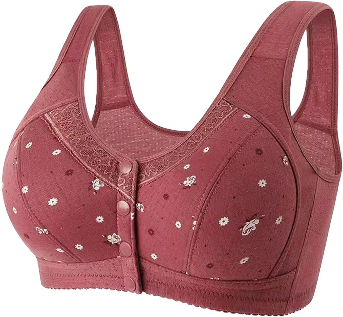 Everyday Bras pack Women Front Close Snap Builtup Sports Push Up Wire Free Bras Daisy Bra Older Women Large Si