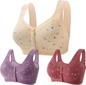 Everyday Bras pack Women Front Close Snap Builtup Sports Push Up Wire Free Bras Daisy Bra Older Women Large Si