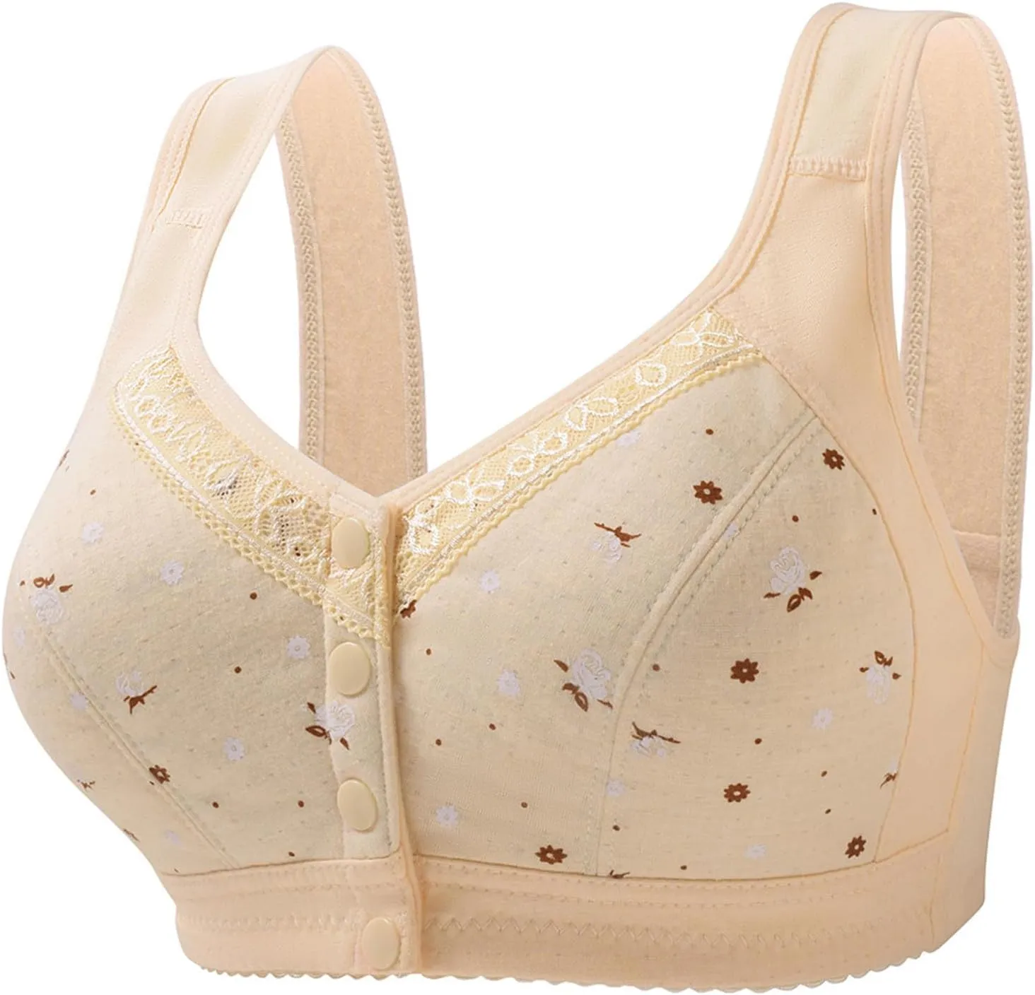 Everyday Bras pack Women Front Close Snap Builtup Sports Push Up Wire Free Bras Daisy Bra Older Women Large Si