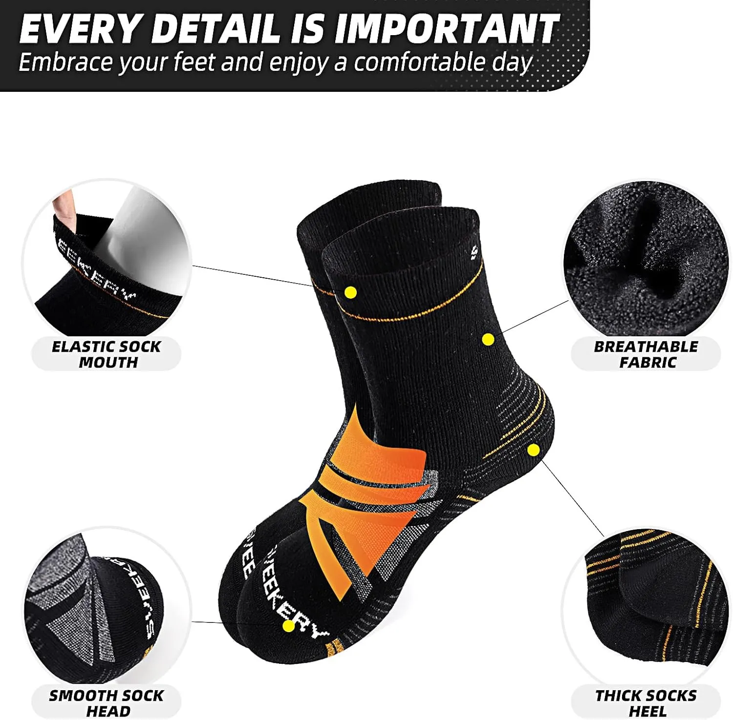 Everyday Men's and Women's High Performance Classic Hiking Elastic Socks