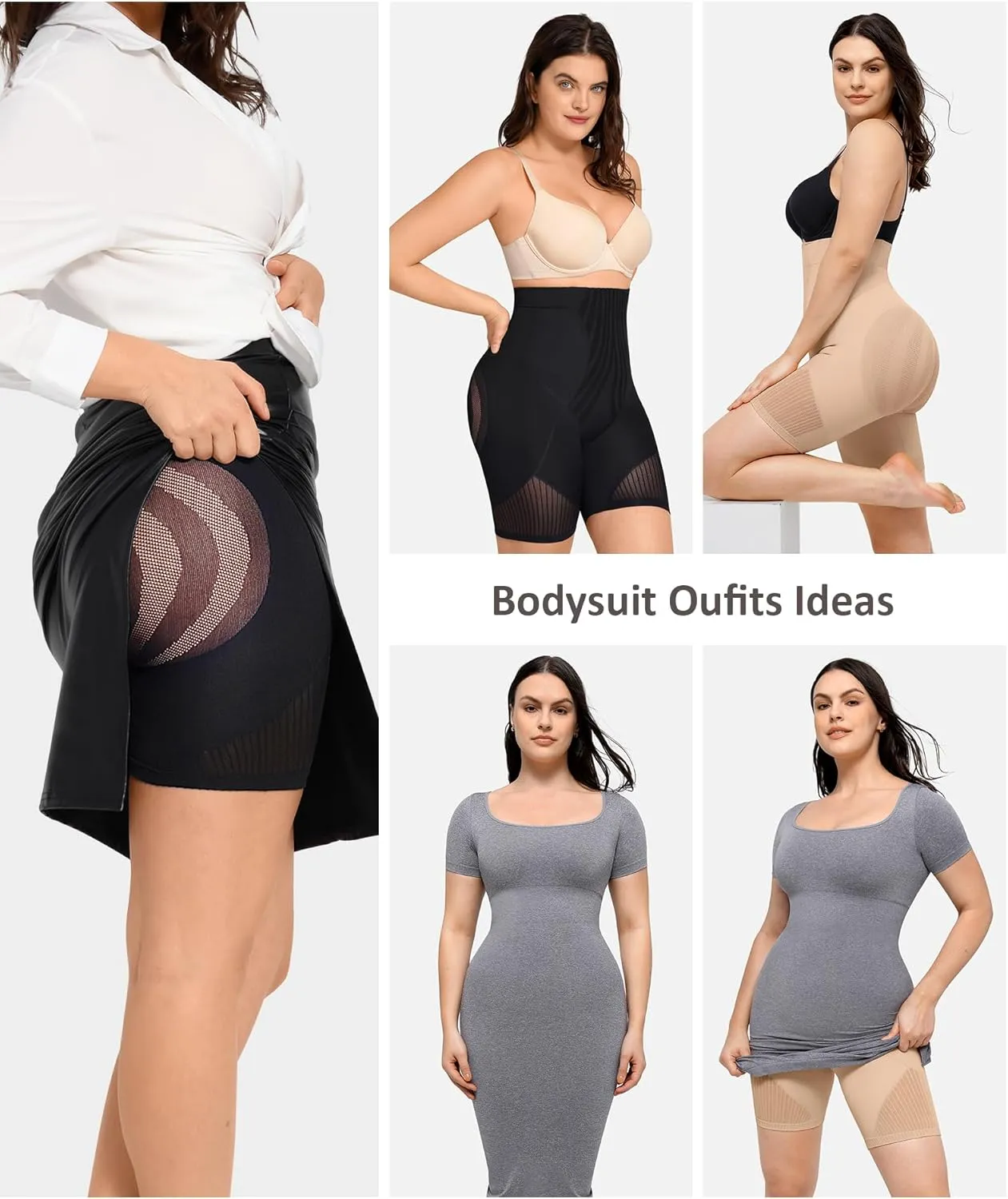 FeelinGirl High Waisted Body Shaper Shorts Shapewear for Women Tummy Control Thigh Slimming Underwear