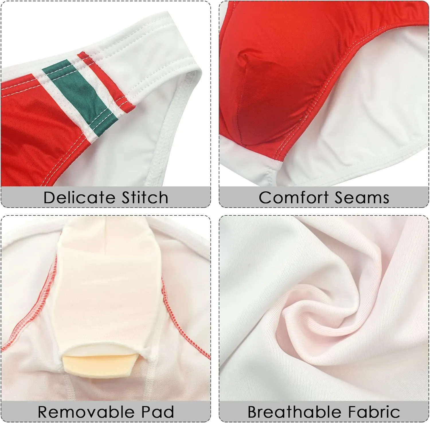 FEOYA Men's Swim Beach Briefs Low Rise Swimming Briefs Sexy Pouch Thong Swimsuit Quick Dry Briefs Bathing Suit Swimwear