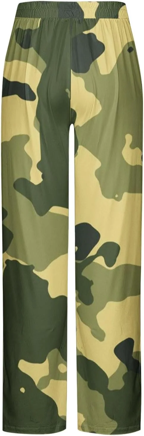 Finelylove Mens Sweatpants Loose Fit Camo Pants Elastic Waist Straight Leg Casual Lounge Pants Loungewear Trousers