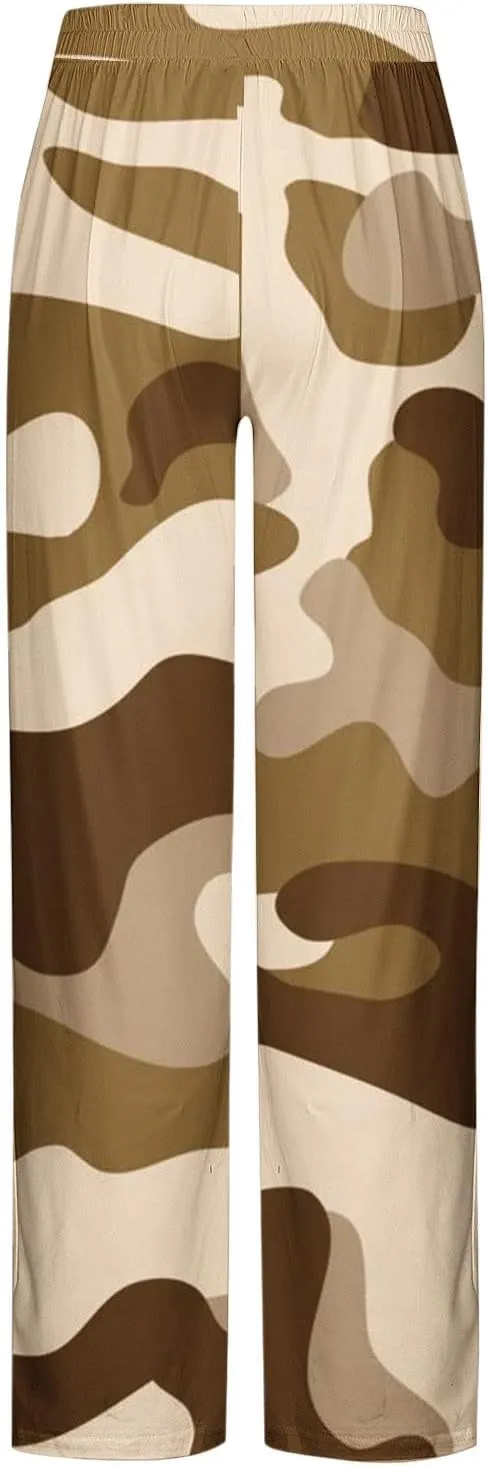 Finelylove Mens Sweatpants Loose Fit Camo Pants Elastic Waist Straight Leg Casual Lounge Pants Loungewear Trousers