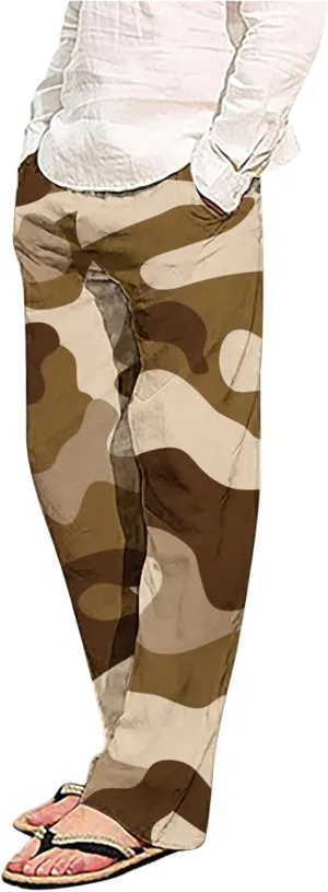 Finelylove Mens Sweatpants Loose Fit Camo Pants Elastic Waist Straight Leg Casual Lounge Pants Loungewear Trousers