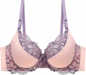 Floral Lace Patchwork Bra Womens Push Up Seamless Comfort Everyday Bras Full Coverage Lift Up Soft Breathable Bralette