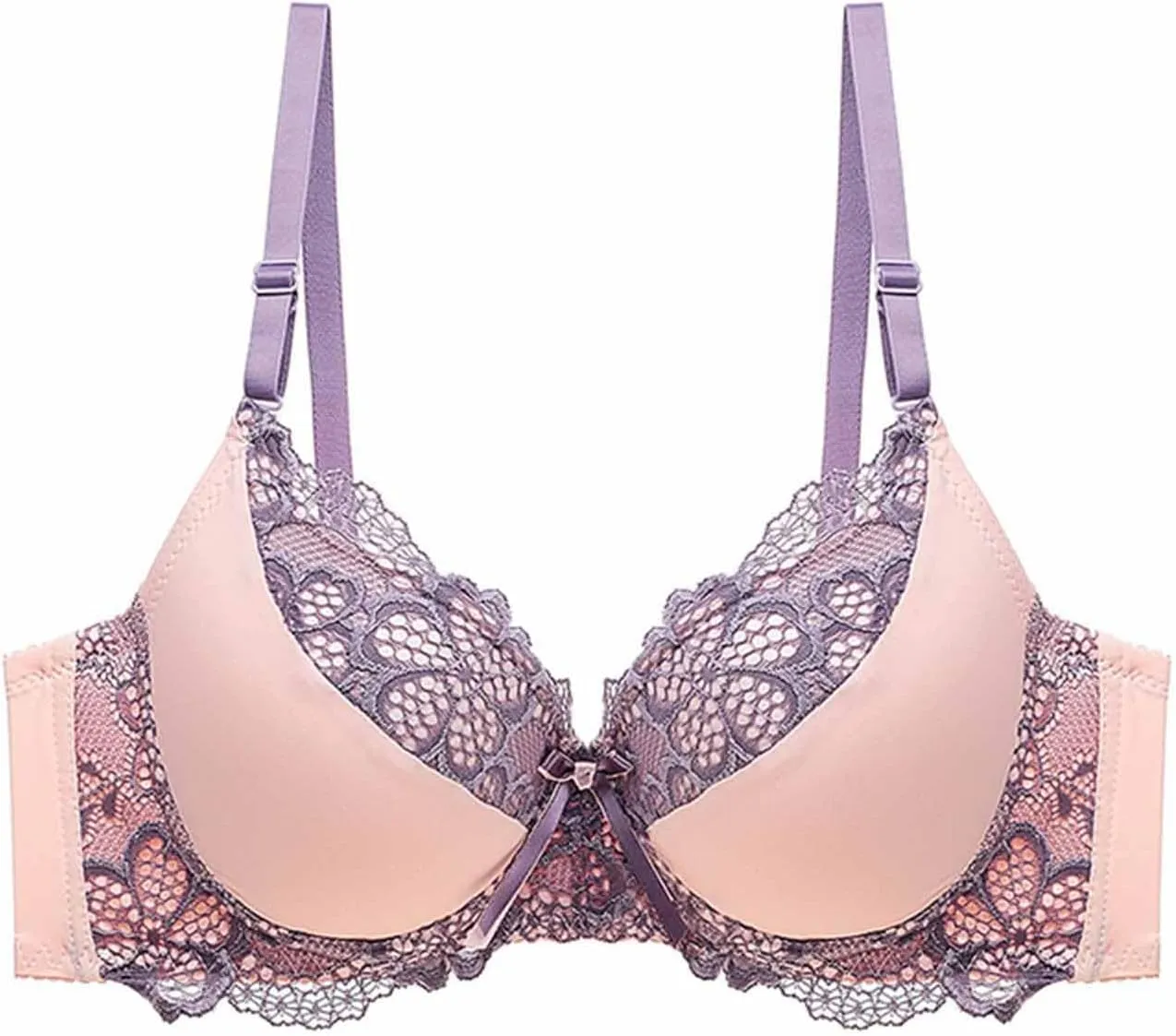 Floral Lace Patchwork Bra Womens Push Up Seamless Comfort Everyday Bras Full Coverage Lift Up Soft Breathable Bralette