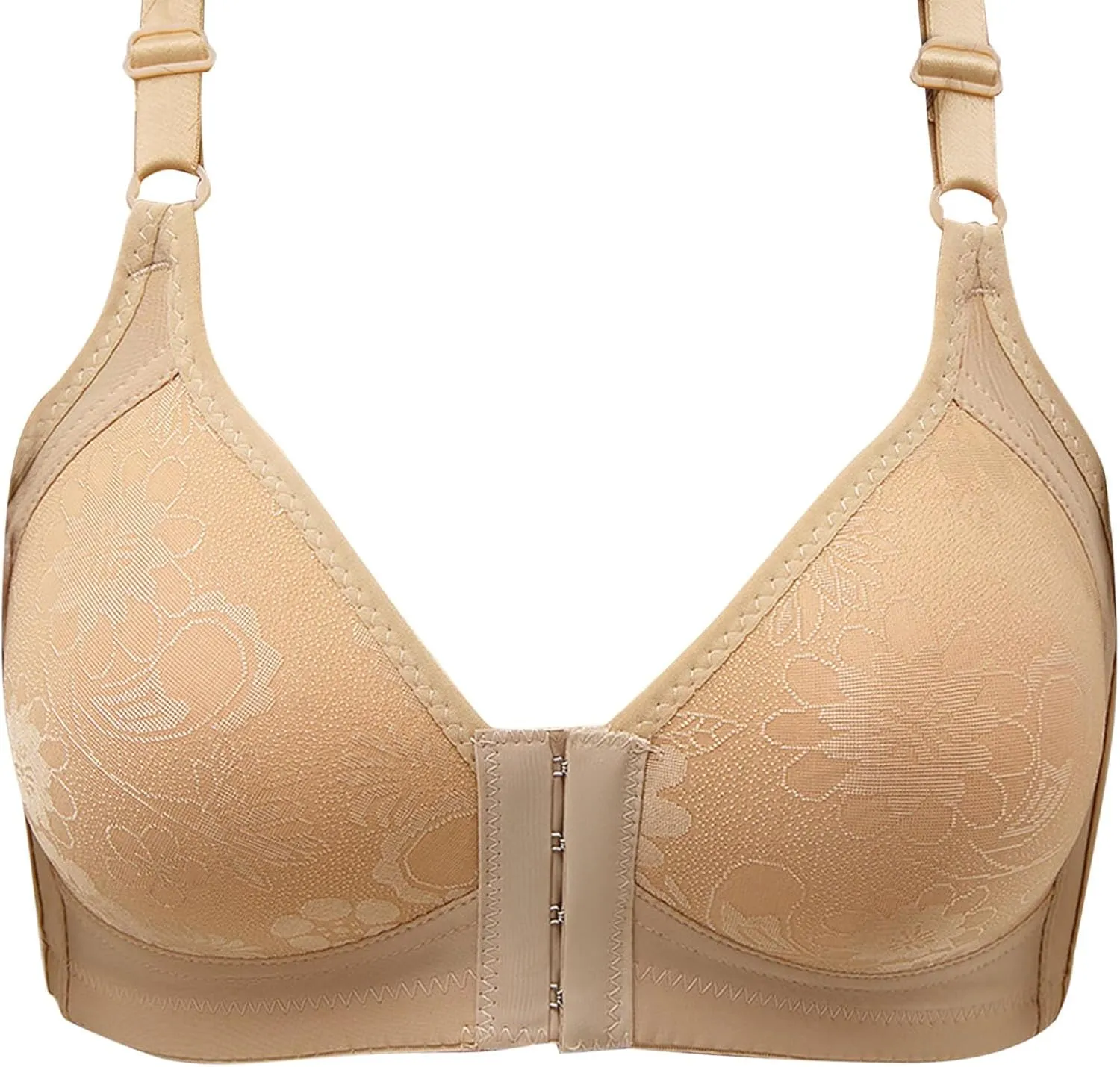 Front Closure Bra for Women 2025 Push Up Wirefree Bra Seamless Comfort Soft Brassiere with Adjustable Straps